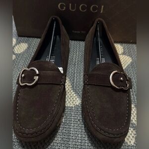 NWB Gucci Women's Cocoa Brown Suede Sachalin Sport Loafers -Sz 37.5 (7.5 US)